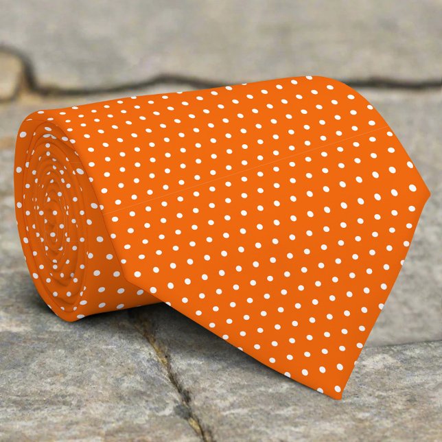Tiny White Dots On Orange Background Modern Style Tie (Creator Uploaded)