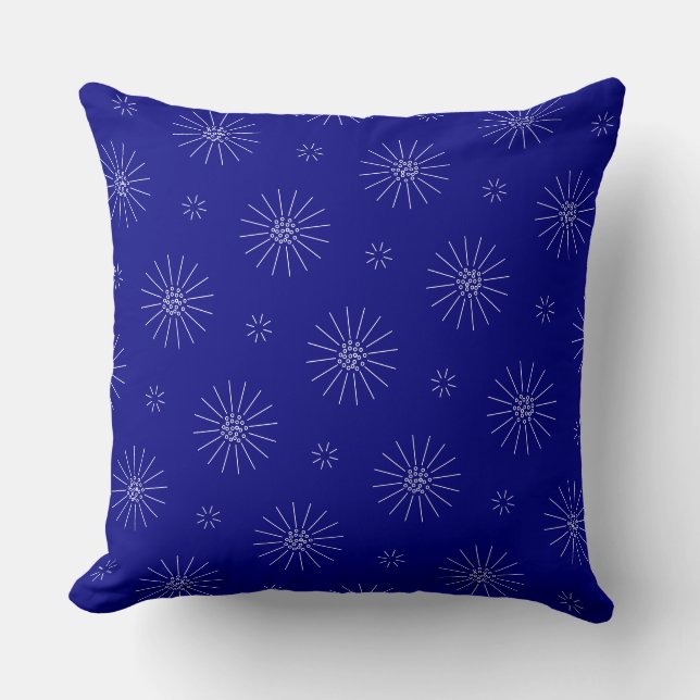 Tiny white flowers on navy blue  cushion (Front)