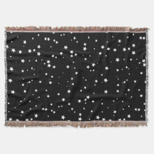 Tiny White Stars on Black Throw Blanket