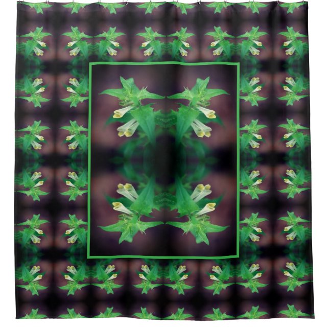 Tiny White Wildflowers Abstract Shower Curtain (Front)