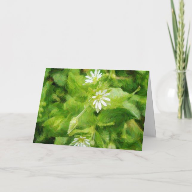 Tiny White Wildflowers Artsy Note Card (Front)