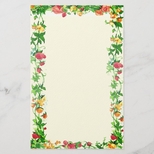 Tiny Wild Roses Vintage style Stationery (Front)