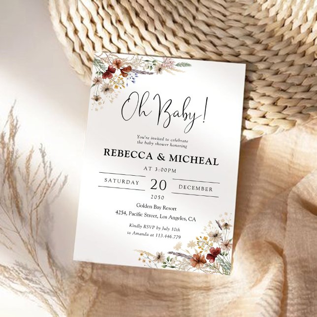 Tiny Wildflower Baby Shower Invitation (Creator Uploaded)