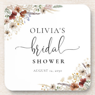 Tiny Wildflower Bridal Shower Coaster