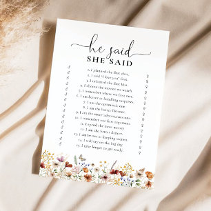 Tiny Wildflower Bridal Shower Game