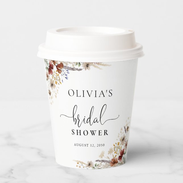 Tiny Wildflower Bridal Shower Paper Cups (Front)