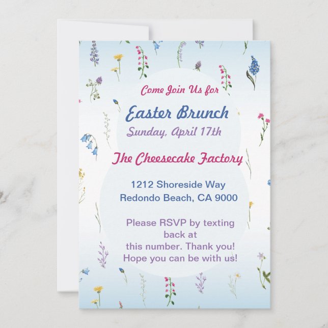 Tiny Wildflower Easter E-Vite – Customisable Invit Invitation (Front)