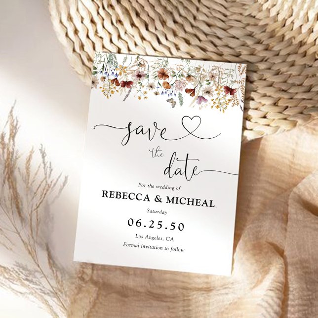 Tiny Wildflower Save The Date Card (Creator Uploaded)