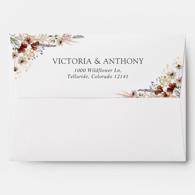 Tiny Wildflower Wedding Ceremony Envelope (Back (Top Flap))