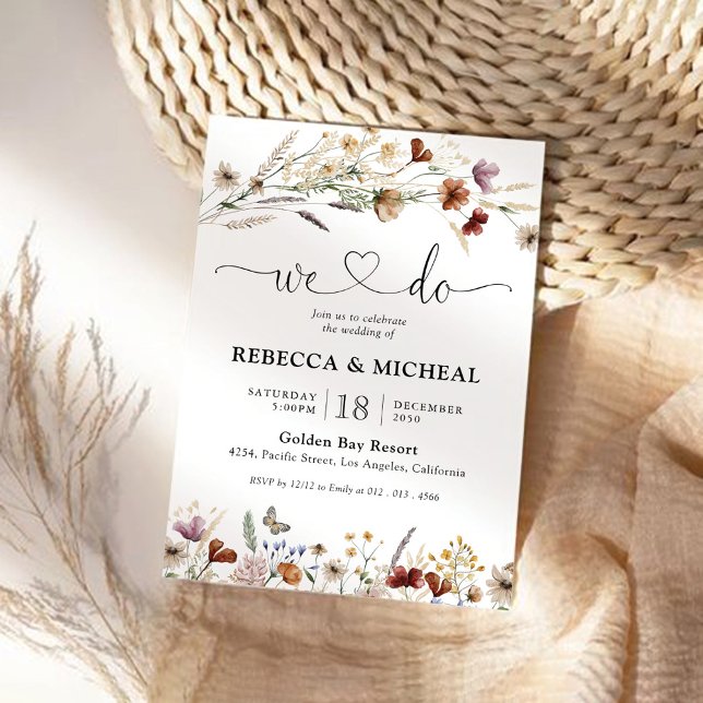 Tiny Wildflower Wedding Ceremony Invitation (Creator Uploaded)