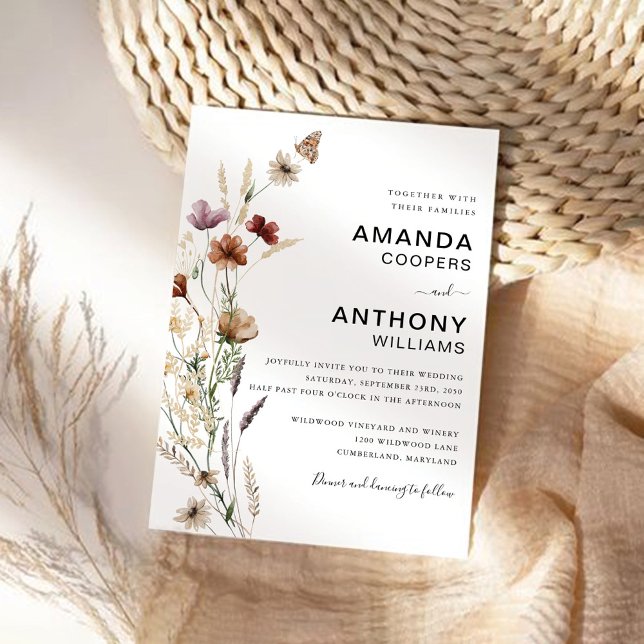 Tiny Wildflower Wedding Ceremony Invitation (Creator Uploaded)
