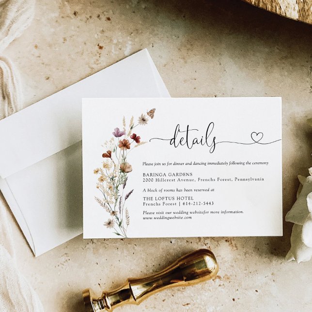 Tiny Wildflower Wedding Details Enclosure Card (Creator Uploaded)