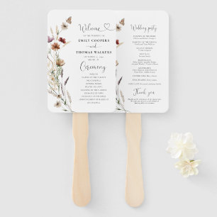 Tiny Wildflower Wedding Program Hand Fan