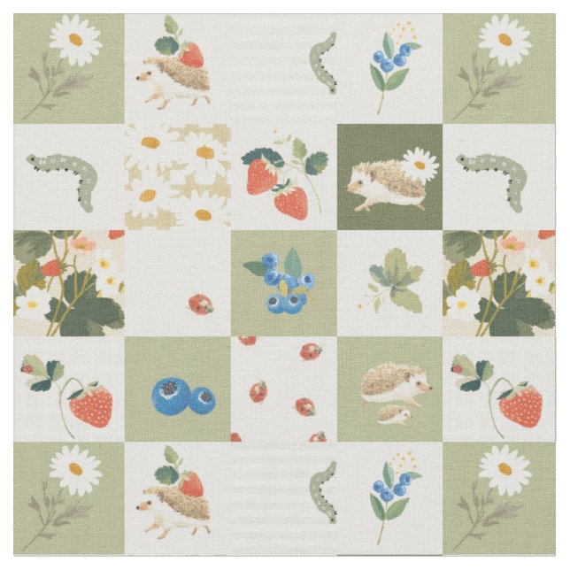 Tiny Wings in summer Garden nursery quilt Fabric (Close Up)