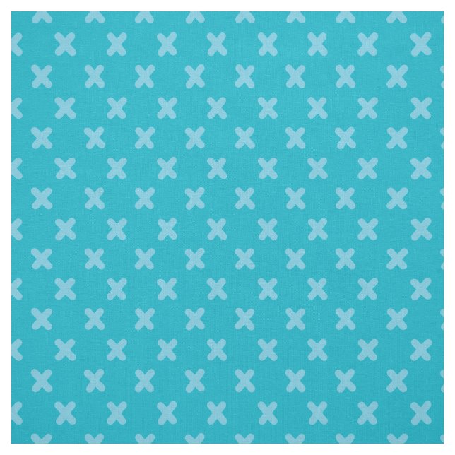 Tiny Xs in Turquoise Blue Fabric (Swatch)