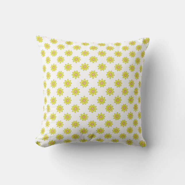 Tiny Yellow Flower Floral Pattern Cushion (Front)