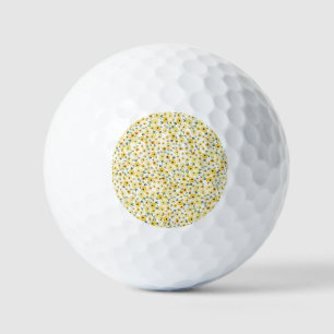 Tiny Yellow Flowers: Watercolor Seamless. Golf Balls