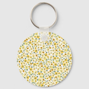 Tiny Yellow Flowers: Watercolor Seamless. Key Ring