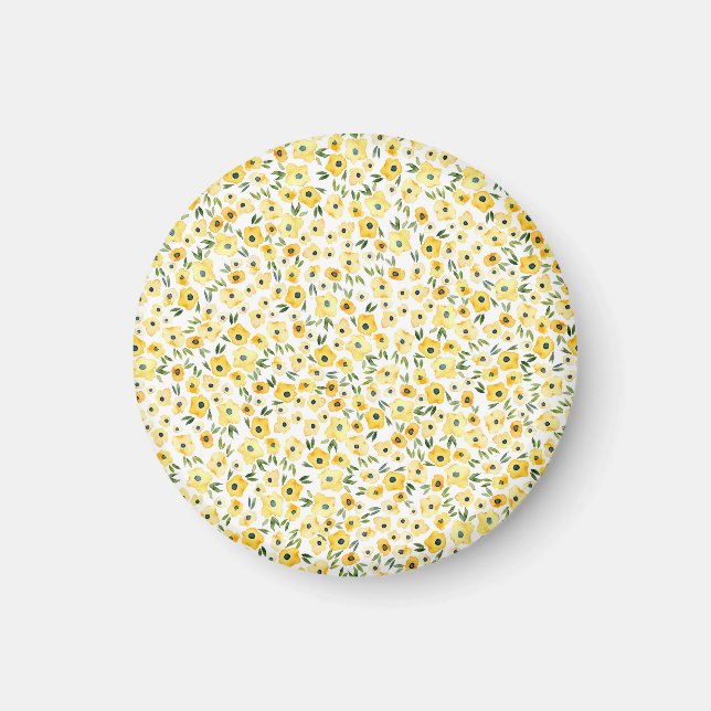 Tiny Yellow Flowers: Watercolor Seamless. Magnet (Front)