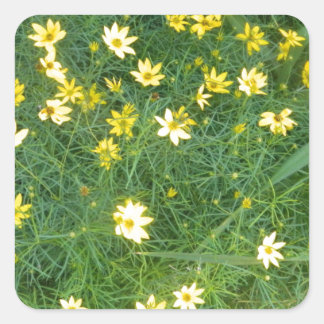 Tiny yellow flowers with greenery square sticker