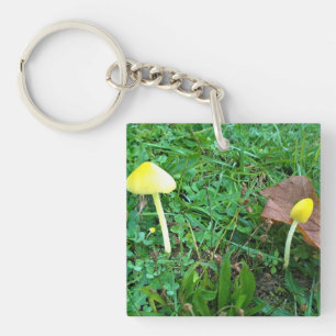 Tiny Yellow Mushrooms Key Ring