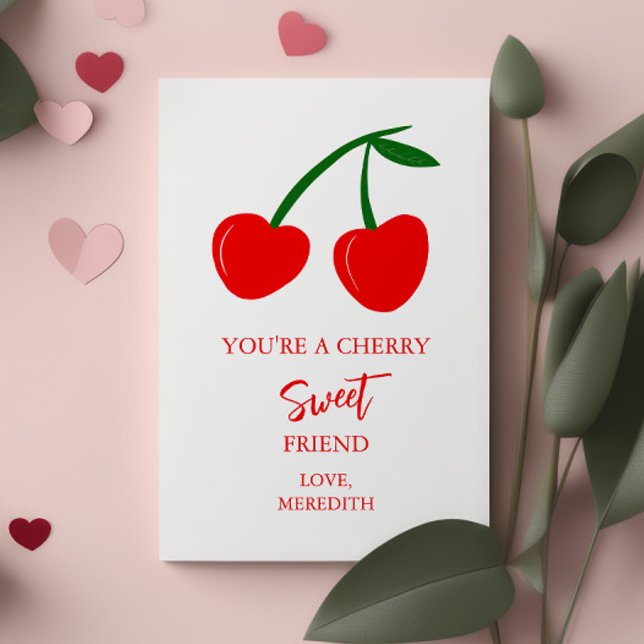 Tiny You're a Cherry Sweet Friend Valentines Card (Creator Uploaded)