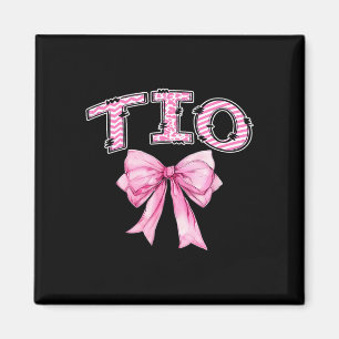 Tio birthday girl matching coquette pink bow magnet