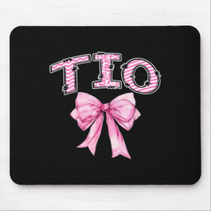 Tio birthday girl matching coquette pink bow mouse pad