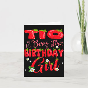 Tio of berry first birthday girl strawberry 1st card
