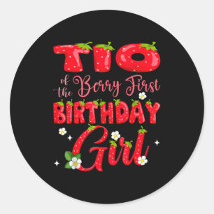 Tio of berry first birthday girl strawberry 1st classic round sticker