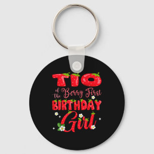 Tio of berry first birthday girl strawberry 1st key ring