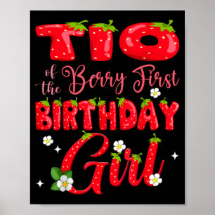 Tio of berry first birthday girl strawberry 1st poster