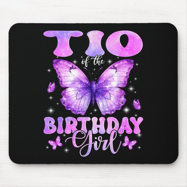 Tio Of The Birthday Girl Butterfly Funny Family  Mouse Pad (Front)