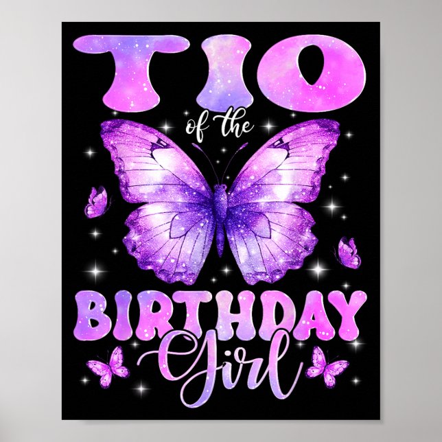 Tio Of The Birthday Girl Butterfly Funny Family  Poster (Front)