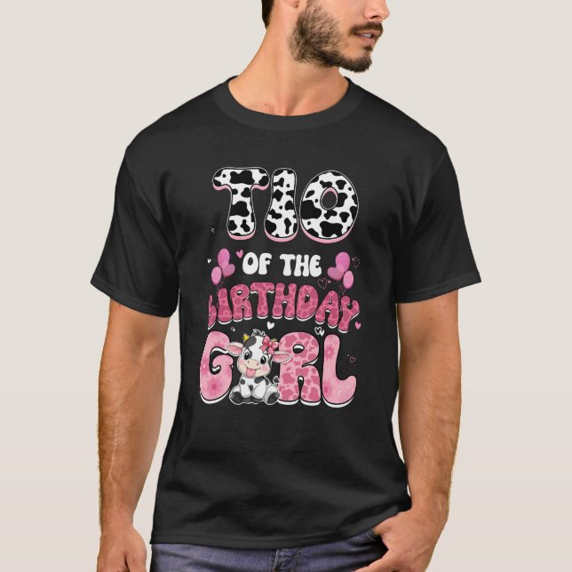 Tio Of The Birthday Girl Cow Farm Family 1st Birth T-Shirt (Front)