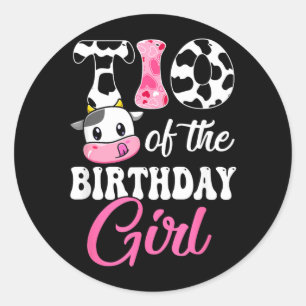 Tio Of The Birthday Girl Farm Cow 1st Birthday Classic Round Sticker