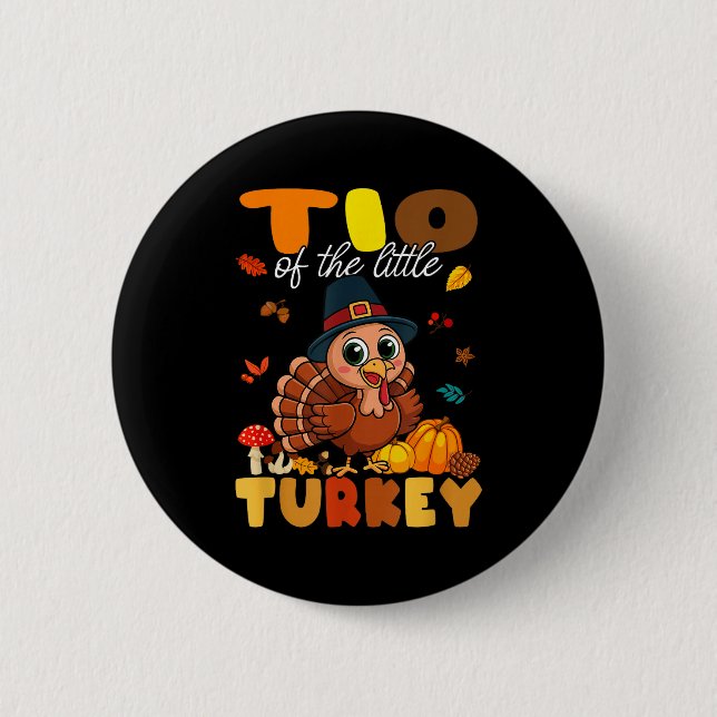 Tio Of The Little Turkey Thanksgiving Baby Shower  6 Cm Round Badge (Front)