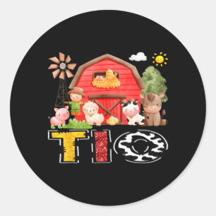 Tio Red Farm Cow Birthday Boy Matching Family Classic Round Sticker