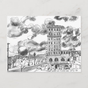 Tioga Hotel on cloudy day, Coos Bay, Oregon Postcard