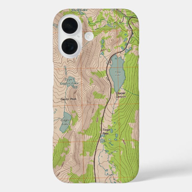 Tioga Pass, California Topographic Map Case-Mate iPhone Case (Back)