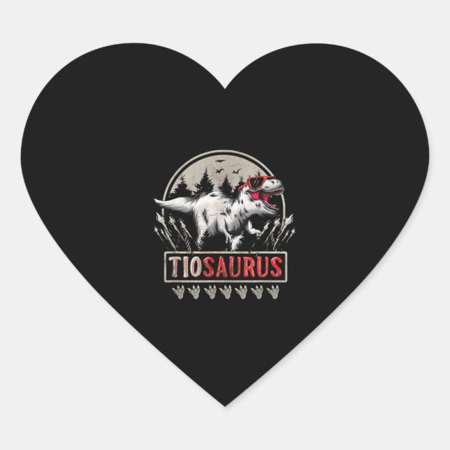 Tiosaurus T Rex Dinosaur Tio Saurus With Sunglasse Heart Sticker (Front)