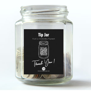 Tip Jar, Custom QR Code Payment App, Black  Wine Label