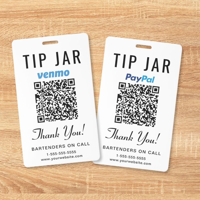Tip Jar Venmo PayPal QR Code Digital Tipping  ID Badge (Tip Jar Venmo PayPal QR Code Digital Tipping Badge)