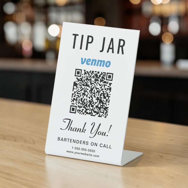Tip Jar Venmo QR Code Pedestal Sign (Tip Jar Venmo QR Code Pedestal Sign)