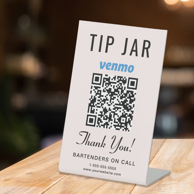 Tip Jar Venmo QR Code Pink Pedestal Sign (Empower your customers to tip conveniently and securely with just a scan – no more fumbling for cash)