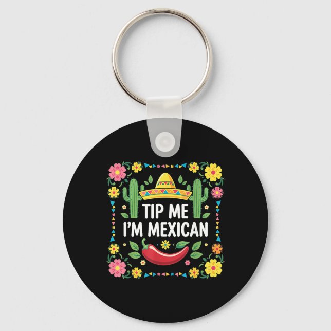 Tip Mexican Funny Cinco De Mayo Sombrero Cactus Key Ring (Front)