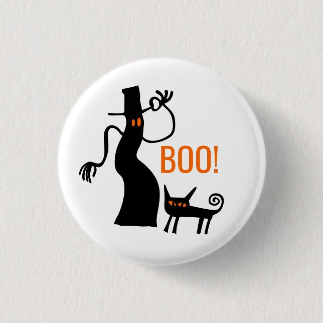 Tip o' the Hat Halloween Ghost Button (Front)