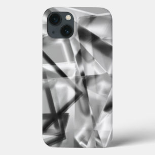 Tip of square pieces of some acrylic, grey white iPhone 13 case