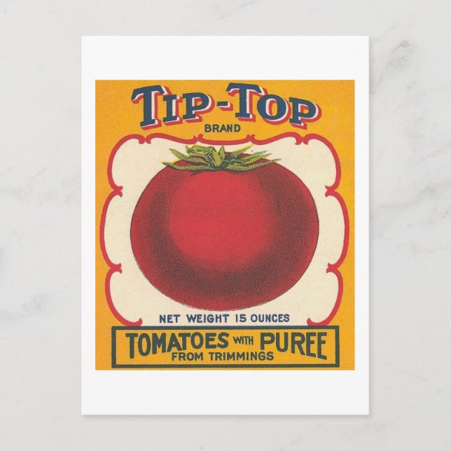 Tip-Top Tomatoes Vintage Label Postcard (Front)