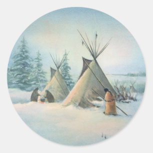 TIPI CAMP SQUAW by SHARON SHARPE Classic Round Sticker